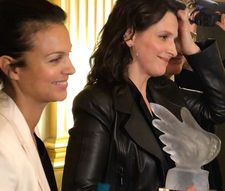 Unifrance Director General Isabelle Giordano and Juliette Binoche with her French Cinema Award